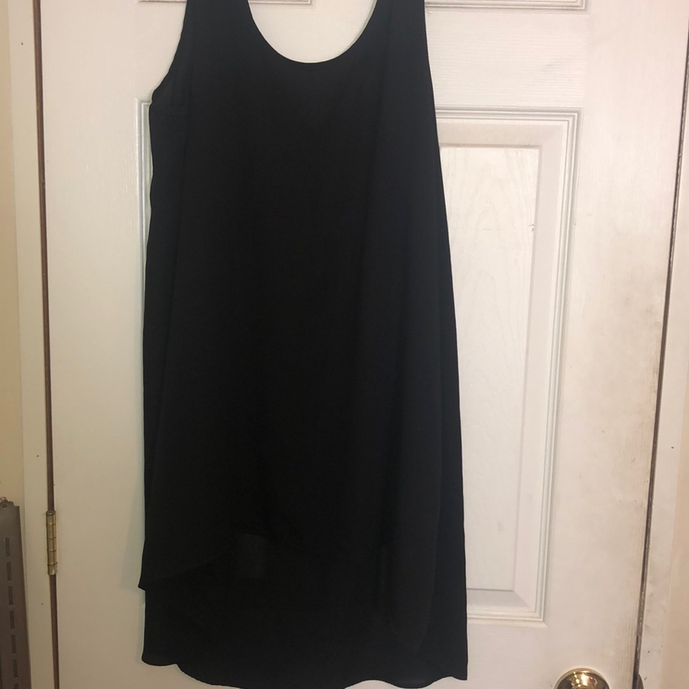 Black chiffon mini dress